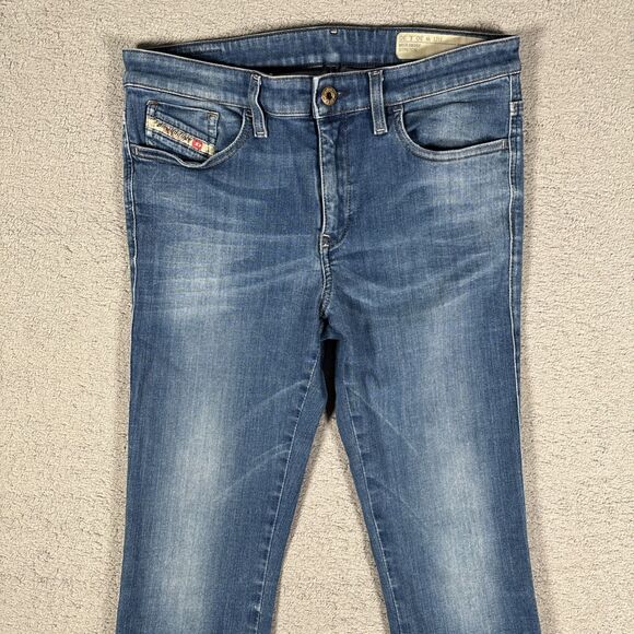 Diesel Skinzee Jeans Women’s Size 30x30 Medium Wash Distressed Super Slim Skinny - Picture 2 of 15